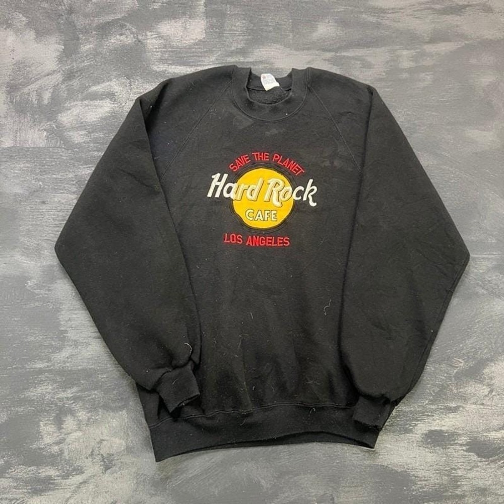 Vintage Hard Rock Cafe Sweatshirt Mens XL Black 1990s Los Angeles